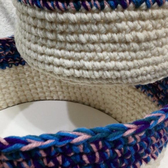 Hand Crafted Farmhouse Basket Hand Crochet Storage Nesting Planter Essential - Picture 3 of 9